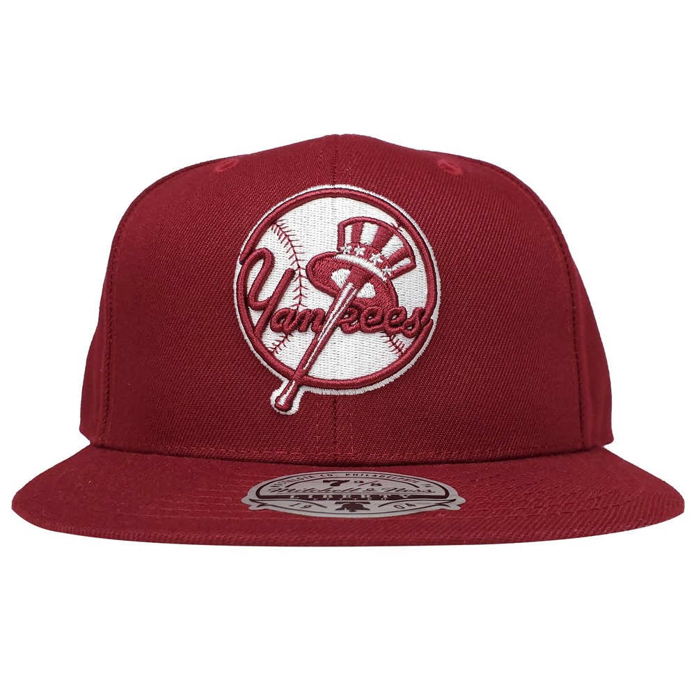 NY Yankees Mitchell & Ness MLB Fitted 7 3/8 Liberty Fit Hat Cap Maroon NWT